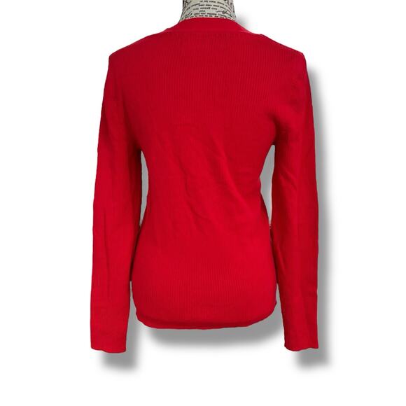 Anthropologie Maeve Size M Thea V-Neck Sweater Red OB1243812 - Picture 6 of 6